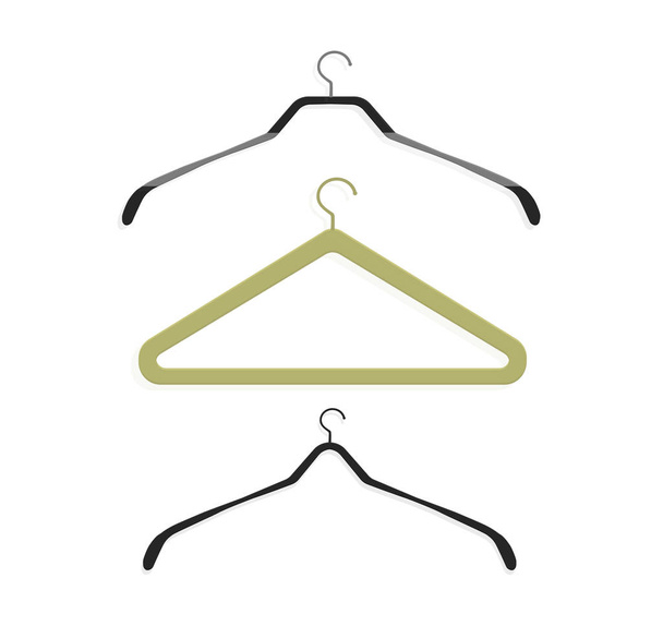 Realistic wooden hangers. For coats, sweaters, dresses, skirts, pants. Design template,layout for graphics, advertising - Vector, Imagen