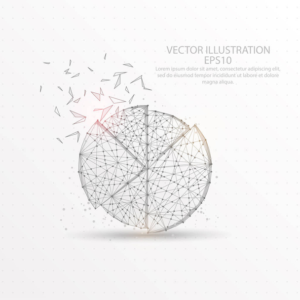 Pie chart mark point, abstract mesh line and composition digitally drawn starry sky or space in the form of broken a part triangle shape and scattered dots low poly wire frame. - Vektori, kuva