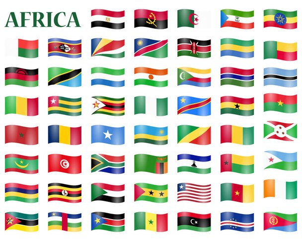 collectie van vlaggen van alle nationale landen van Afrika - Vector, afbeelding