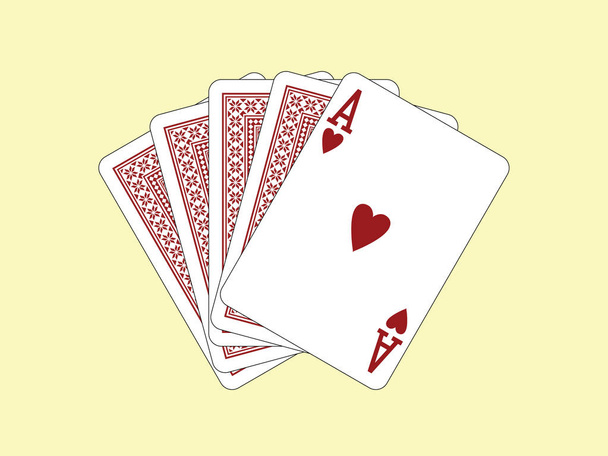 Παίζοντας Cards - άσσος της καρδιάς και τέσσερις κάρτες - Διάνυσμα, εικόνα