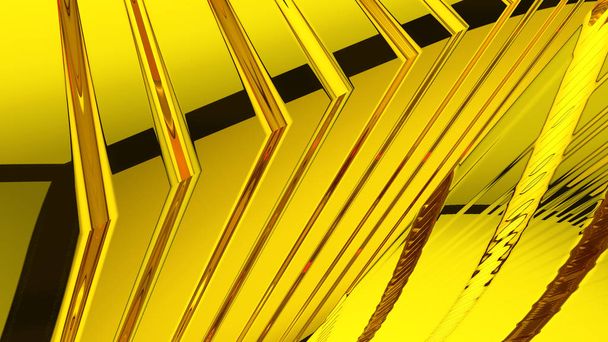 abstraktes gelbes Glas futuristischer Hintergrund 3D-Rendering Computersimulation - Foto, Bild