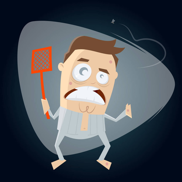 annoyed man hunting mosquito - Vector, Image