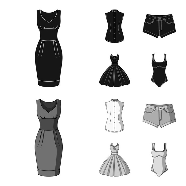 Women Clothing black,monochrome icons in set collection for design.Clothing Varieties and Accessories vector symbol stock web illustration. - ベクター画像