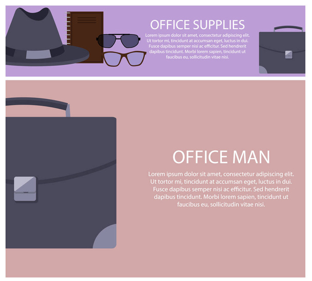 Office Supplies and Man Set Vector Illustration - Вектор, зображення