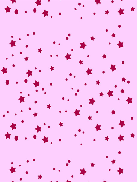 Folytonos vector minta - rózsaszín háttér fényes csillagok és pöttyökkel. Papír hulladék, gyermek mutatókat ötlet - Vektor, kép