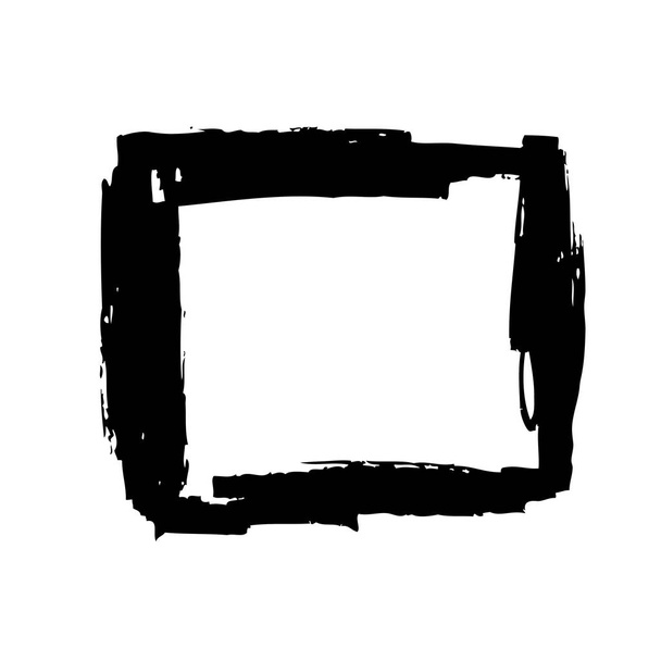 Square made by black brushstrokes on white background - Vector, Image