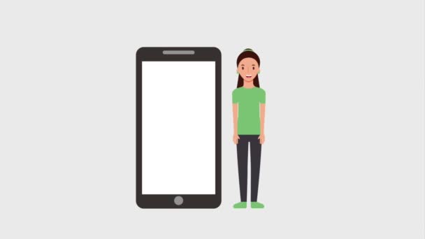 femme debout près smartphone login mot de passe accès
 - Séquence, vidéo