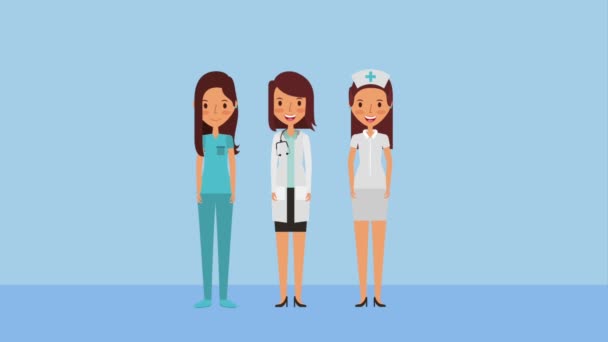 female group team medical staff doctor nurse - Footage, Video