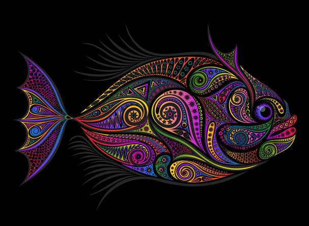Color vector fish from various patterns - Vector, Image