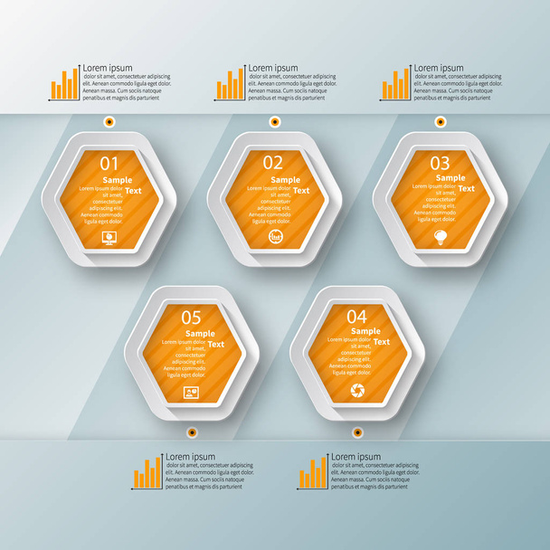 vector abstract 3d paper infographic elements.Hexagon infographics.Honeycomb design - Vector, Imagen