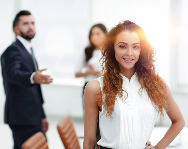 business woman on the background of business team - Foto, imagen
