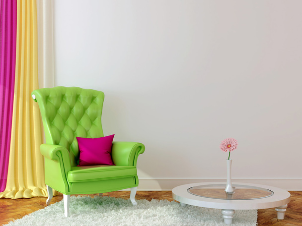 Зелений крісло в інтер'єрі - Фото, зображення