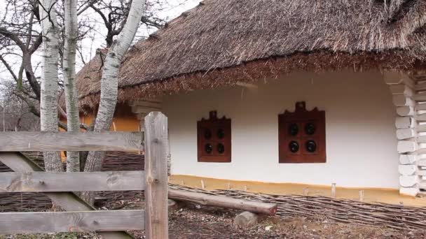 thatched çatı ile Ukrayna hut - Video, Çekim