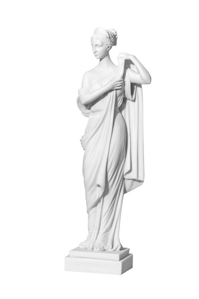 Beyaz arka planda klasik beyaz mermer heykel kadın. - Fotoğraf, Görsel