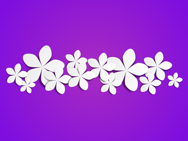 Paper flowers on purple background - Wektor, obraz