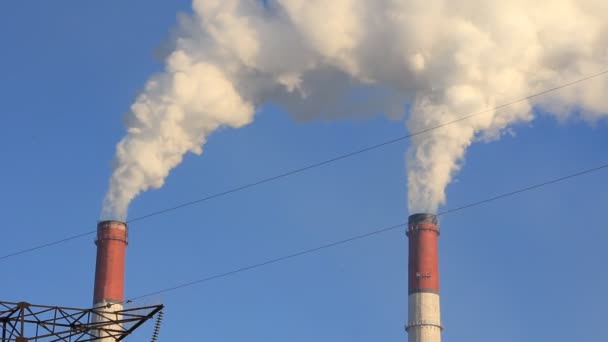 Smoke spews from an industrial smokestack - Footage, Video