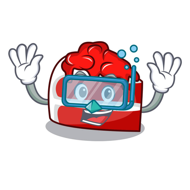 Diving red velvet character cartoon vector illustration - Vektor, kép