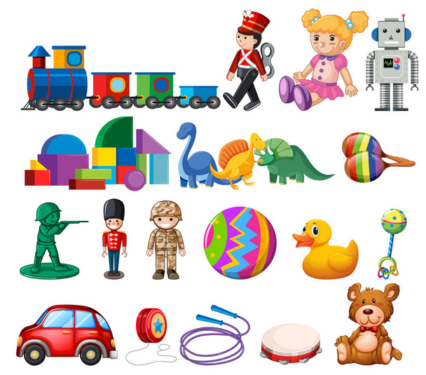 Un conjunto de juguetes infantiles ilustración
 - Vector, imagen