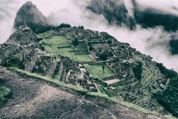 マチュピチュ、ペルー、南アメリカのパノラマ. - 写真・画像