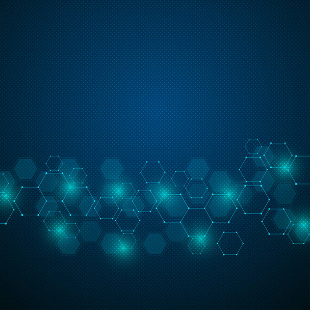 Science background with hexagons design. Geometric abstract background with molecular structure. - Photo, Image