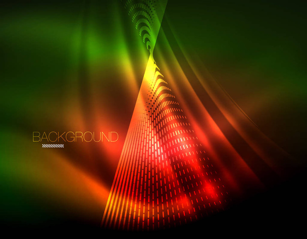 glatte Lichteffekte, gerade Linien auf leuchtend glänzendem neondunklem Hintergrund. Energietechnologie-Idee - Vektor, Bild