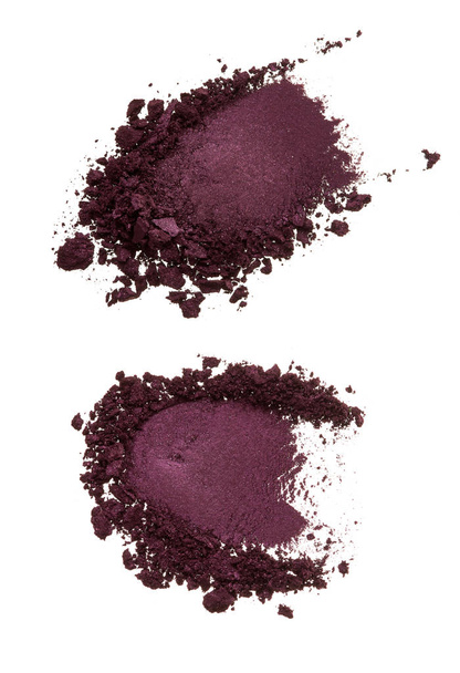 Various crushed up make-up powder and eye shadow products on white background - Фото, зображення