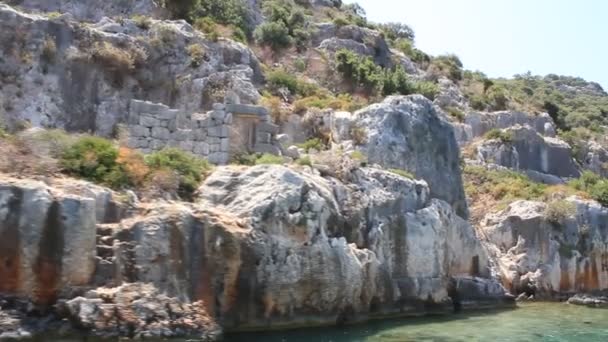 Simena - sular altında Antik mimarisinin antik Likya city.kekova island.ruins - Video, Çekim