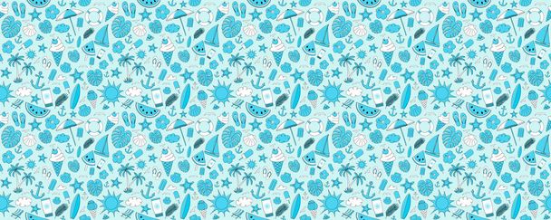 Seamless pattern with summer elements - concept of warpping paper. Vector. - Vettoriali, immagini