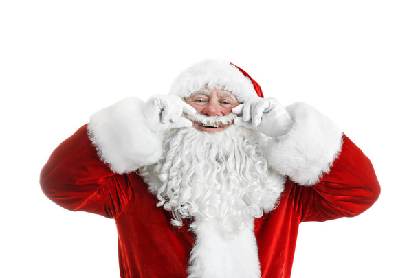 Portrait of authentic Santa Claus on white background - Fotó, kép