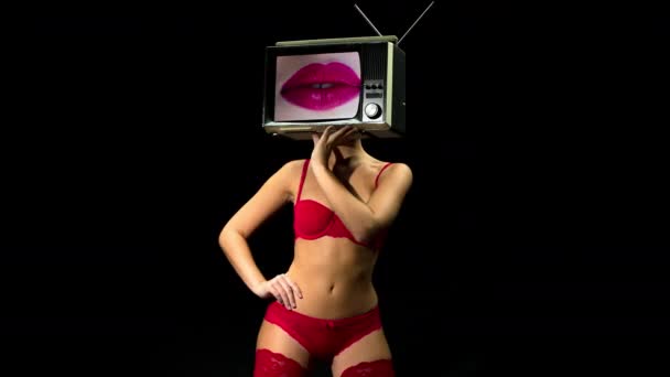 tv cabeza mujer labios
 - Imágenes, Vídeo