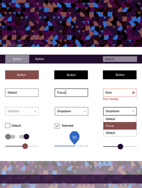 Dark Multicolor Material Design Kit vettoriale con punti. Kit di design semplice materiale con punti colorati in intestazione. Questo esempio è per il tuo sito web
. - Vettoriali, immagini