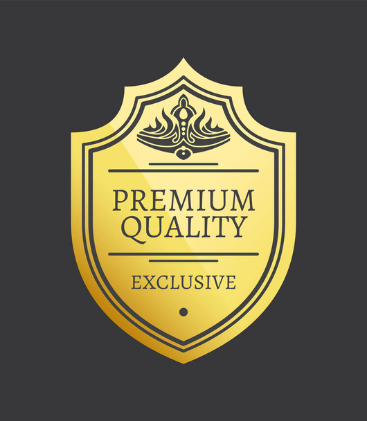 Premium Quality Exclusive Golden Label with Crown - Vector, Image