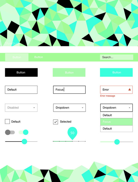 Light Green vector Material Design Kit with lines. Modern Style guide in polygonal style with triangles. This template you can use for websites. - Vector, Image