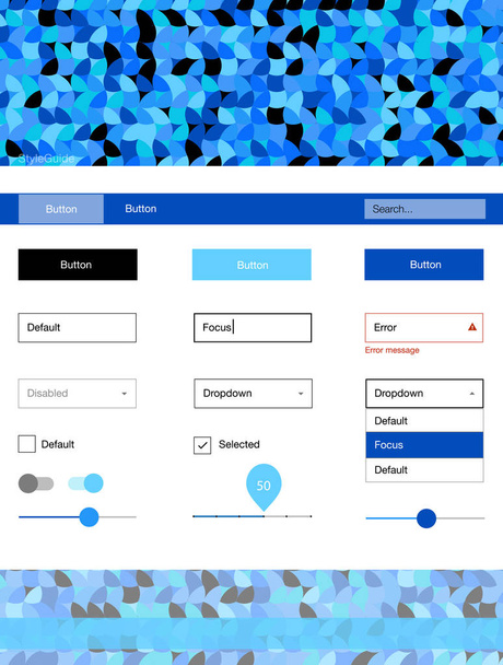 Kit de wireframe vetorial BLUE claro com pontos. Design de kit ui decorativo em estilo abstrato com pontos coloridos. Este modelo que você pode usar para sites
. - Vetor, Imagem