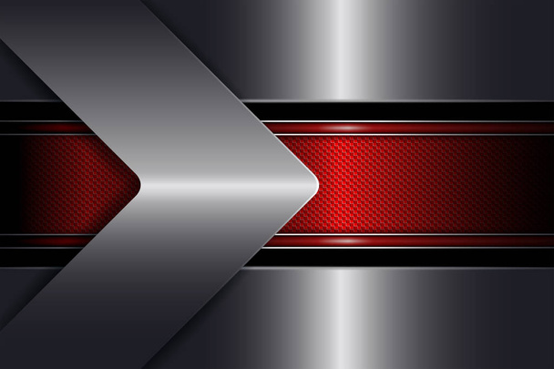 Fondo de textura geométrica con marco rojo y flecha de tono metálico
. - Vector, Imagen