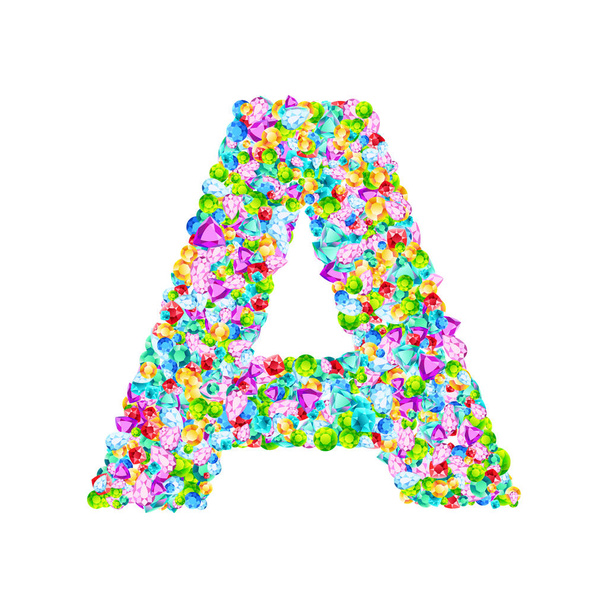 Vector colorful gem stones font, letter A - Vektor, obrázek