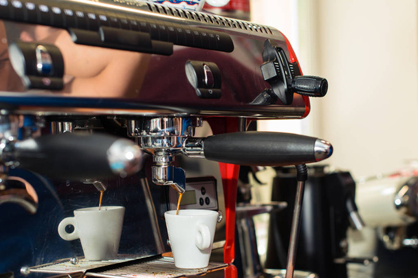 barista workplace, coffee machine - 写真・画像