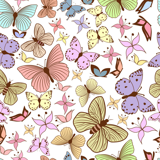 Seamless pattern with stylized butterflies - Vektori, kuva