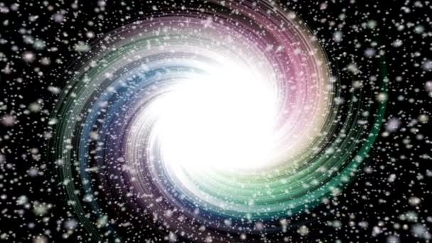 abstrato animado estrela brilhante rotativa em preto noite cósmica fundo sem costura loop vídeo - arco-íris espectro de cores
 - Filmagem, Vídeo