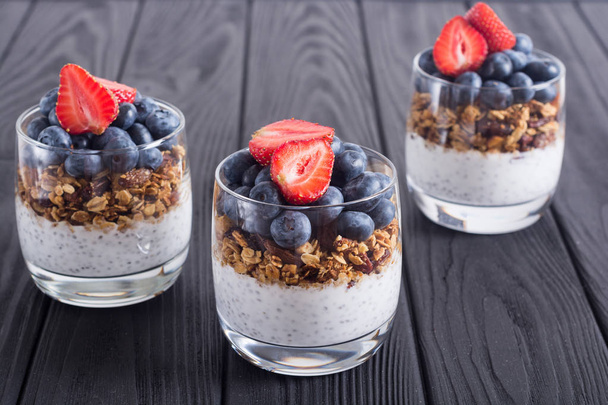 Chia yogurt with granola - Фото, изображение