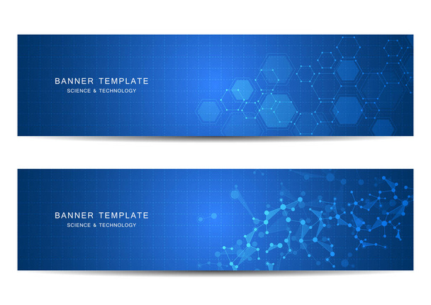 Science and technology banners. Molecular and chemical structure - Vettoriali, immagini