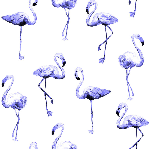 Flamingó minta. Nyári akvarell háttér. - Fotó, kép