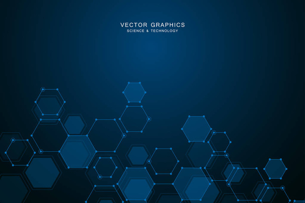 Technology background with hexagons. Molecular structure and chemical compounds - Vector, Image