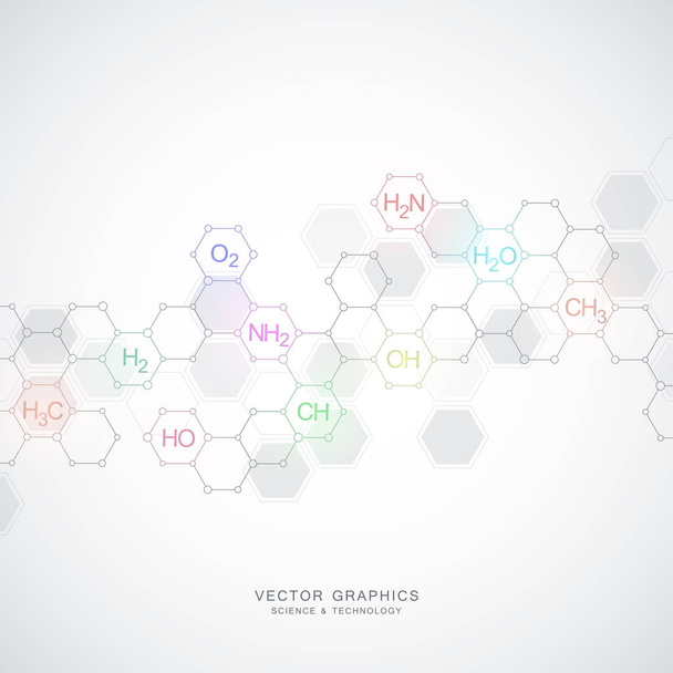 Science and technology vector background with chemical formulas - Vector, Image