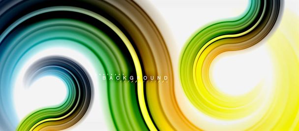 Αφηρημένα φόντο ουράνιο τόξο ρευστό χρώμα γραμμής - στροβιλισμού και κύκλοι, στριμμένα υγρά χρώματα σχεδίου, πολύχρωμο μάρμαρο ή πλαστικό υφή κυματιστό σκηνικό, πολύχρωμα πρότυπο για επαγγελματίες ή τεχνολογία - Διάνυσμα, εικόνα