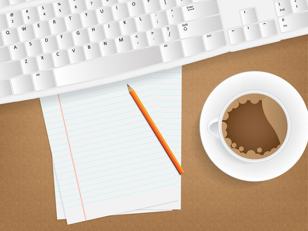Desk concept with a blank paper - Vector, Image