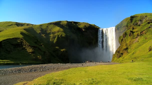 Visitors at the base of Gulfoss waterfall - Footage, Video
