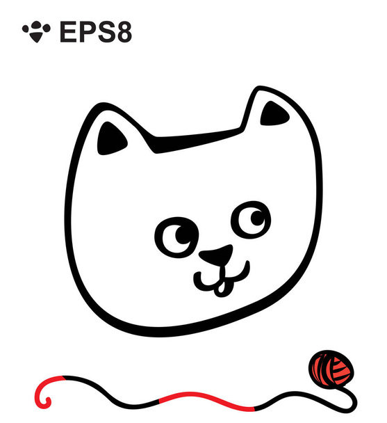 Рисунок черно-белой Simple Doodle Cat Icon. Векторный рисунок изолирован
 - Вектор,изображение