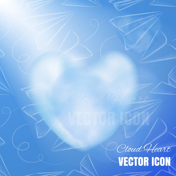 Cloud Heart Realistic 3d Vector Icon on Blue Background (en inglés). Hermoso símbolo romántico con textura de humo
 - Vector, imagen