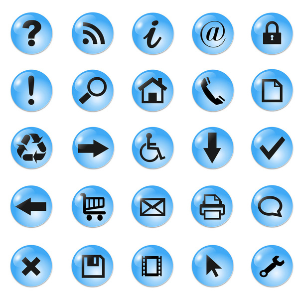 Set of icons, buttons - Wektor, obraz